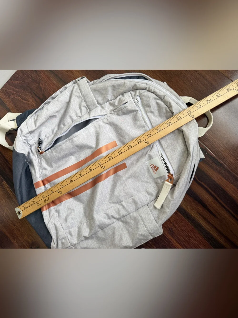Adidas 3 Stripes Gray and Rose Gold Backpack